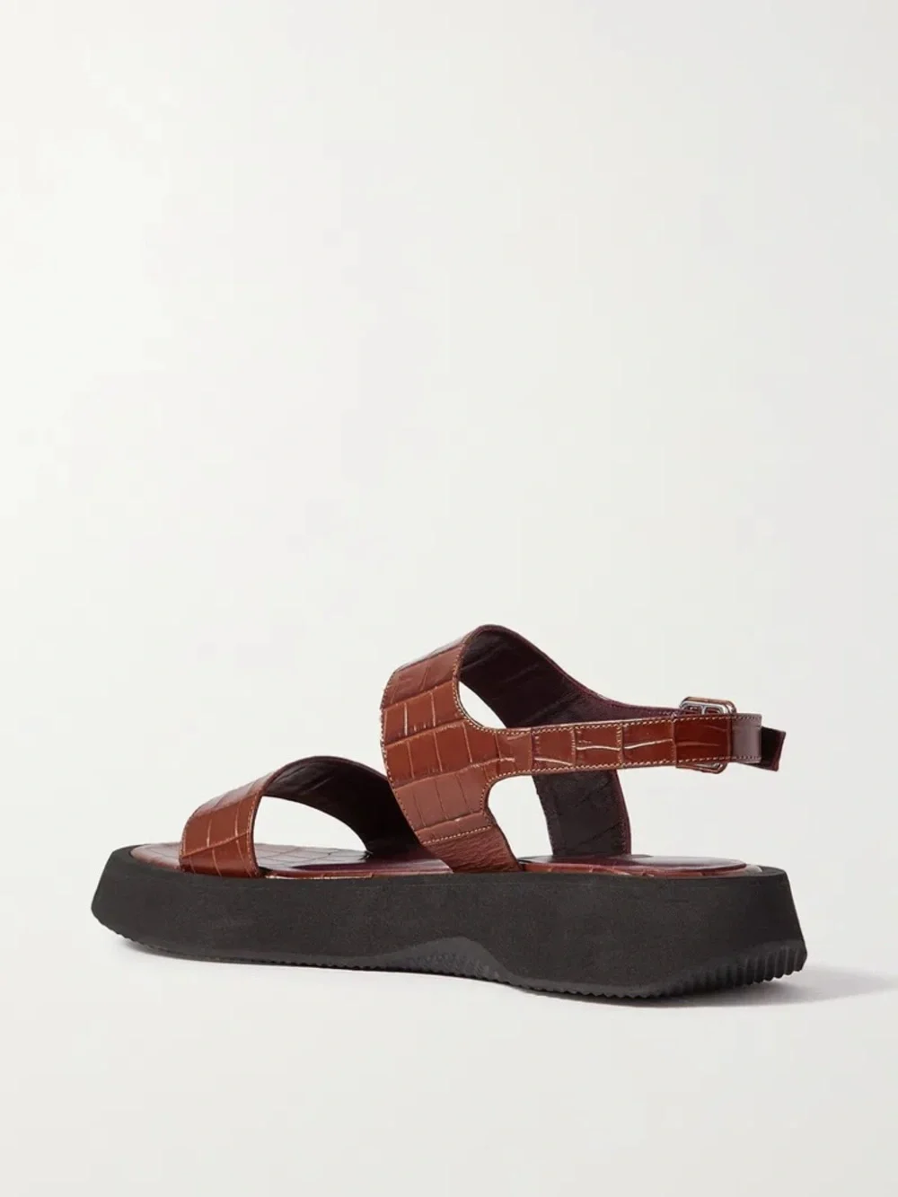 STAUD Nicky Croc-Effect Leather Slingback Platform Sandals - Picture 2 of 4